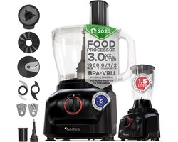 TurboTronic FP900 Foodprocessor - 8-in-1 Keukenmachine - 3 Liter - Zwart