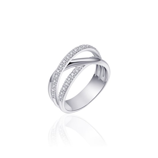 Jewels Inc. Bague - Zircone Blanche - Argent Massif Rhodié - Taille 60