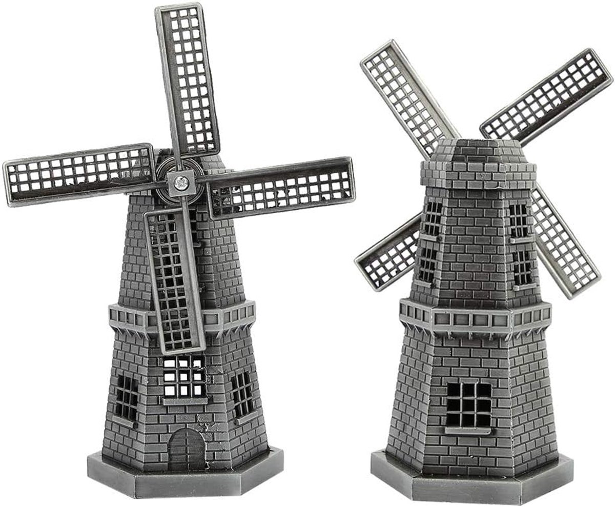 Allecta - Europees architectuurmodel van metaal voor toeristische souvenirs - handgemaakt ornament - grijze metalen sieraden - wereldgebouw (klein)