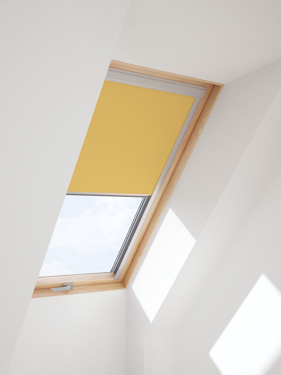 Contrio Verduisterend Rolgordijn passend op VELUX DAKRAAM 78X98 - MK04- *Geel*