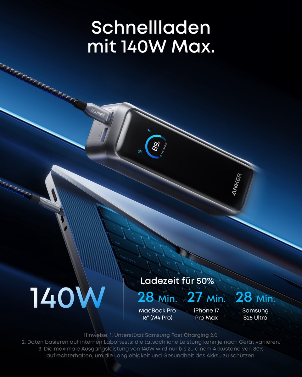 Anker Prime Power Bank 20.100mAh - 220W - 3 Poorten - afbeelding 3