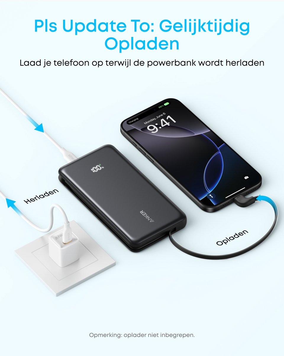 Anker Zolo Powerbank, 10.000 mAh 22,5W Max Draagbare Lader, USB-C In- en Output Snelladen Accupack, Slank Reismaatje — cadeau in Elektronica - foto 5