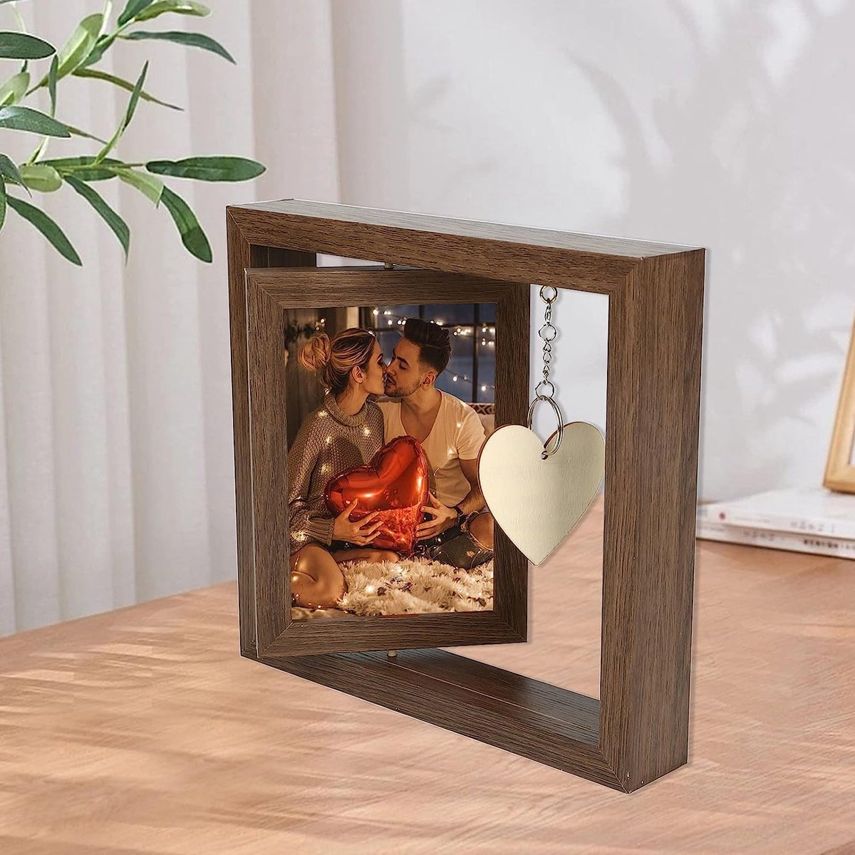 fotolijst - fotolijsten - Houten dubbelzijdige draaibare fotolijst - voor familieherinneringen - Creatieve rustieke fotohouder - voor bureau- en tafeldecoratie - voor grootouders en speciale gelegenheden - 21*23cm — cadeau in Wonen & Interieur - foto 8