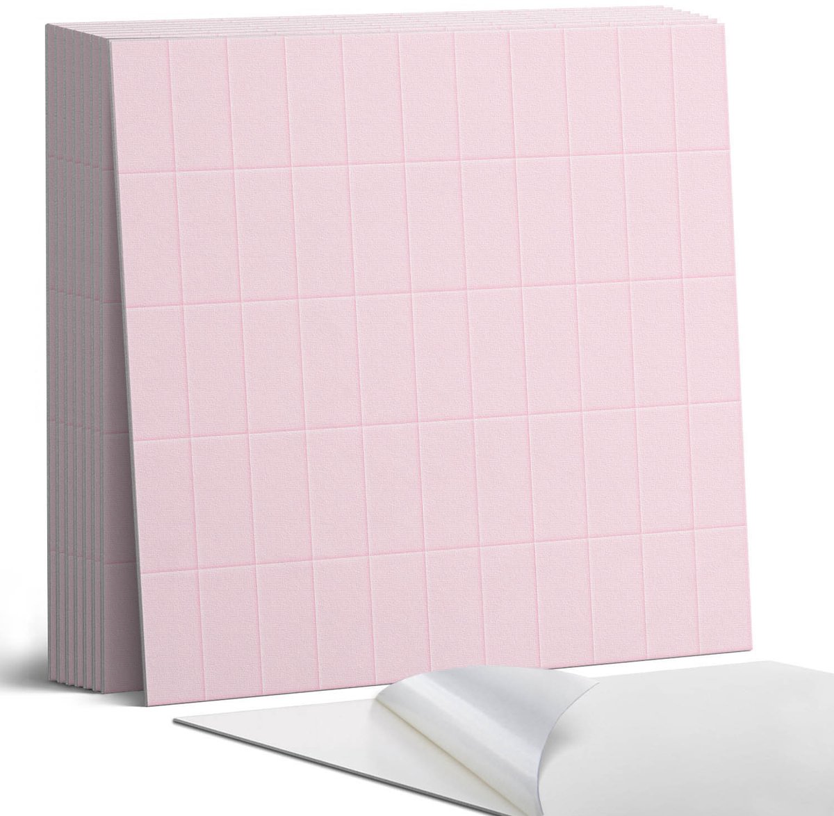 Coloray Plaktegels - Gladde tegels in een raster Portugese Tegels - 30 cm x 30 cm - Roze Plaktegels - 9 stuks - Vierkant PVC Tegels - Plaktegels Keuken - Zelfklevende Vloertegels - Vinyl Tegels - Zelfklevende Tegels