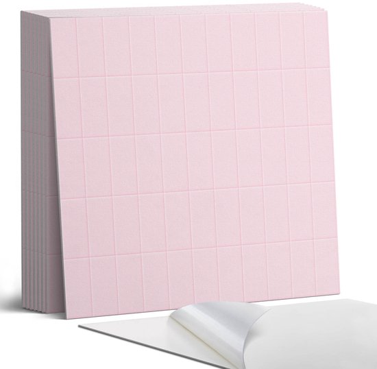 Coloray Plaktegels - Gladde tegels in een raster Portugese Tegels - 30 cm x 30 cm - Roze Plaktegels - 9 stuks - Vierkant PVC Tegels - Plaktegels Keuken - Zelfklevende Vloertegels - Vinyl Tegels - Zelfklevende Tegels