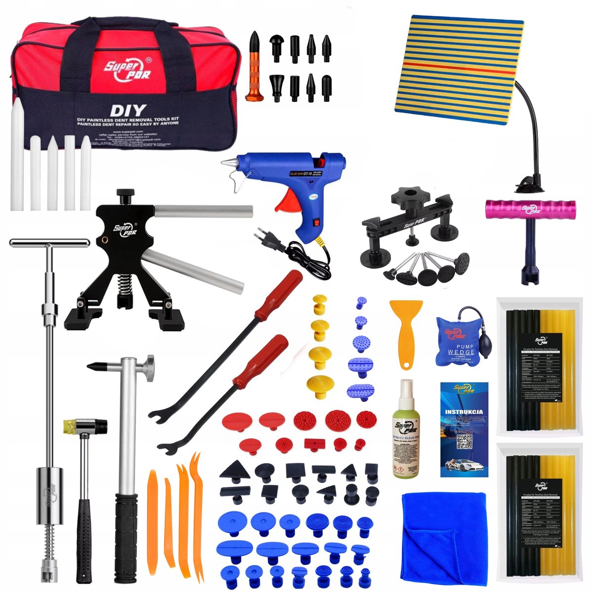 Professionele PDR set voor hagelschade en deukreparatie