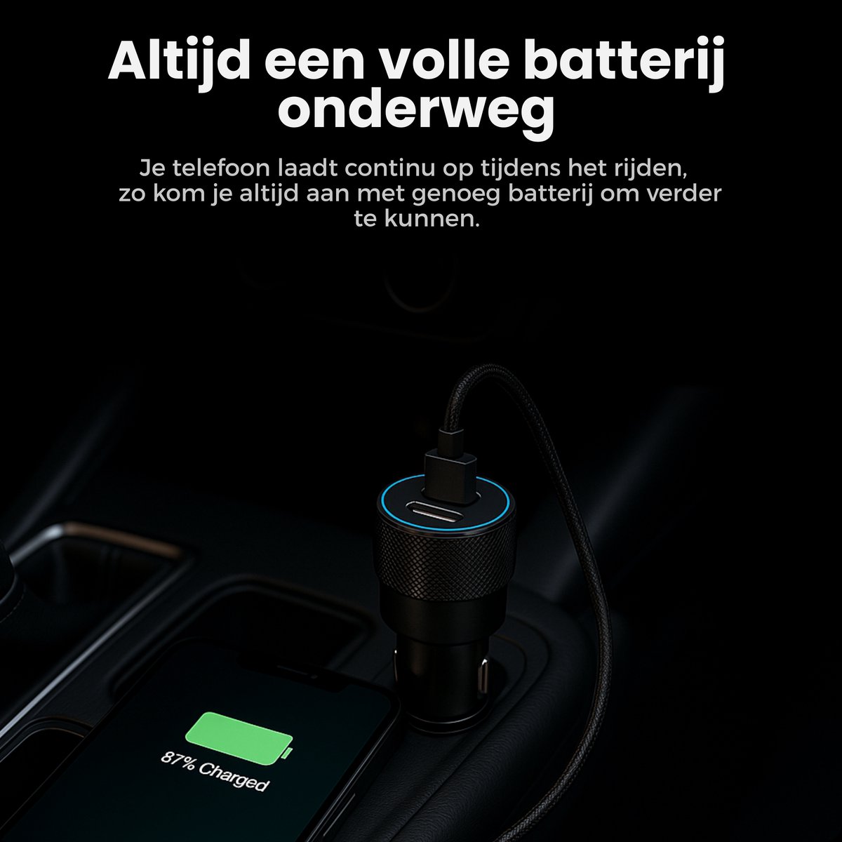 Autolader USB C & USB A - Auto Oplader 2 Poorten - Tot 3x sneller opladen - Snellader - Sigarettenaansteker Splitter - Adapter Auto Lader - 12V USB - 2025 model - Auto Accessories thumbnail 2