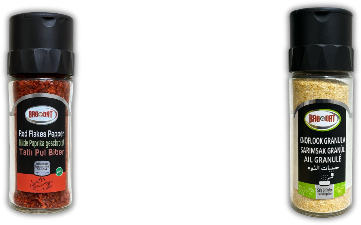 Bagdat Knoflook Granulaat + Peper Vlokken Zoet – 2-stuks