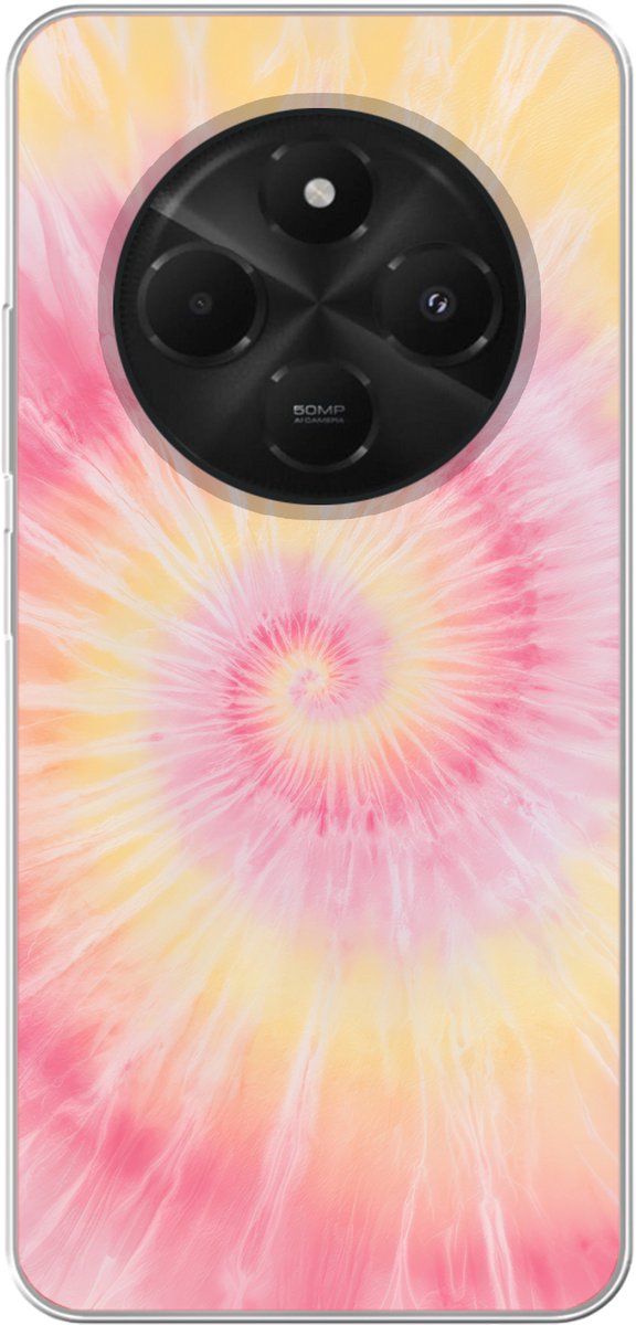 Telefoonhoesje Geschikt voor Xiaomi Geschikt voor Poco M7 hoesje - Patroon - Tie Dye - Pasteltinten - Roze - Siliconen Telefoonhoesje Telefoonhoesje
