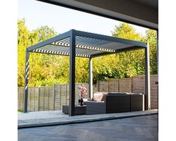 BPS Deluxe Aluminium Pergola – 3m x 3m – Volledig Aluminium – 100mm Dikke Paal – Dubbel Zone Dak – Weer- & Roestbestendig – Snelle & Eenvoudige Montage