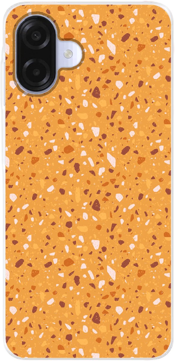 Telefoonhoesje Geschikt voor Samsung Galaxy A07 hoesje - Terrazzo - Patroon - Okergeel - Siliconen Telefoonhoesje Telefoonhoesje