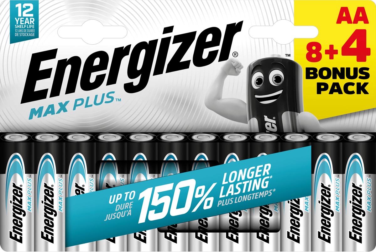 Energizer Max Plus - AA batterij - 8+4 stuks