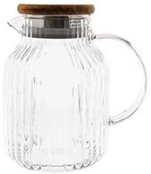 Carafe en Verres robuste KADAX, 1,5 litre, avec couvercle en bambou, avec poignée, bec