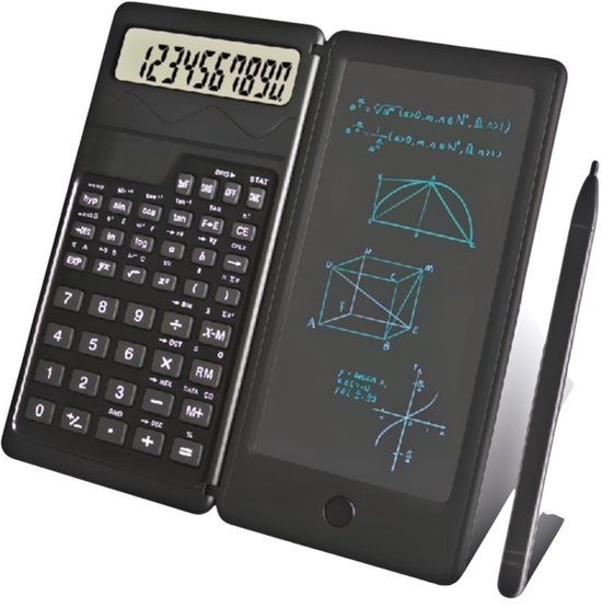 Kbstronics wetenschappelijke rekenmachine met digitale kladblok en pen - inclusief batterijen – voor school / kantoor / studenten