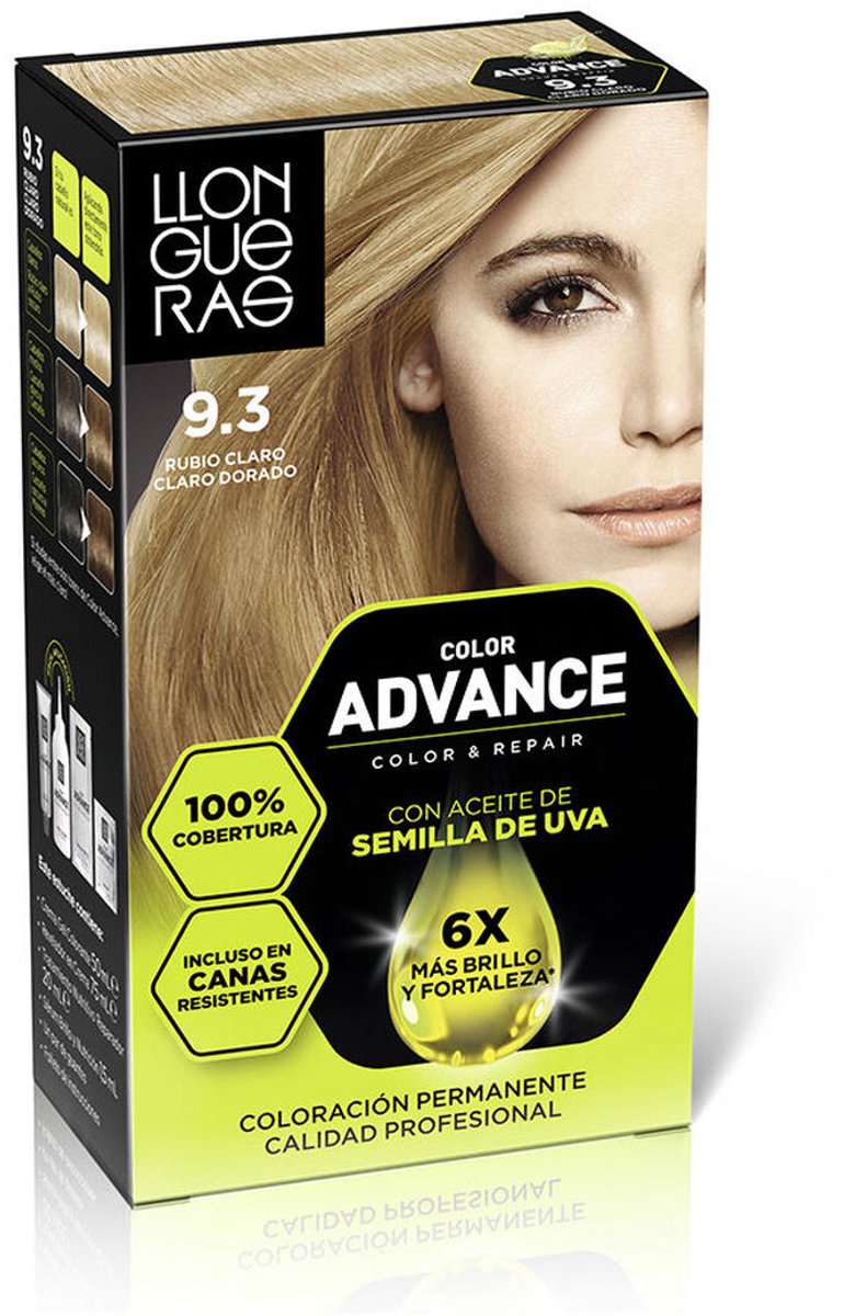 Permanente kleur Llongueras COLOR ADVANCE Nº 9,3-Rubio Claro Claro Dorado