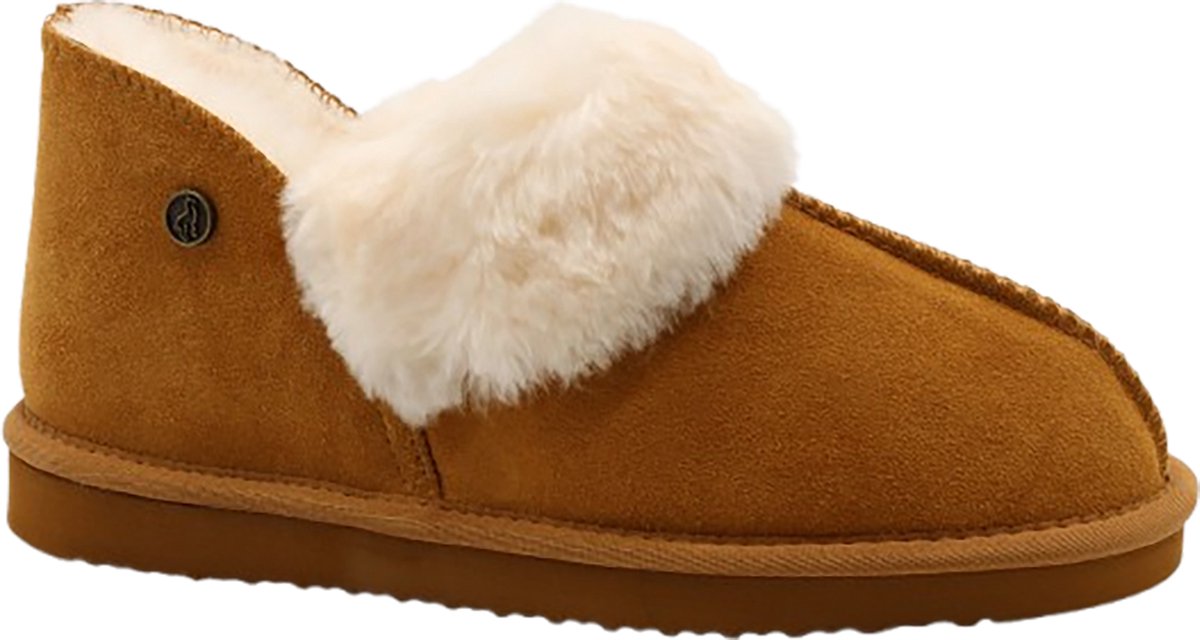 Alpacas Footwear - Dames - Echt suéde gesloten pantoffel - Gevoerd met 100% zachte lamswol - Chestnut - 42
