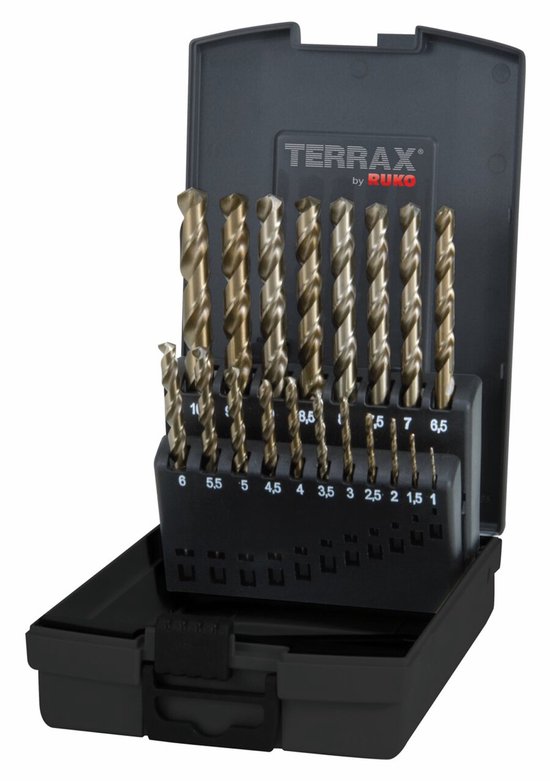 TERRAX by RUKO Spiralbohrer-Satz DIN 338 Typ VA HSSE-Co 5 - 19 tl...
