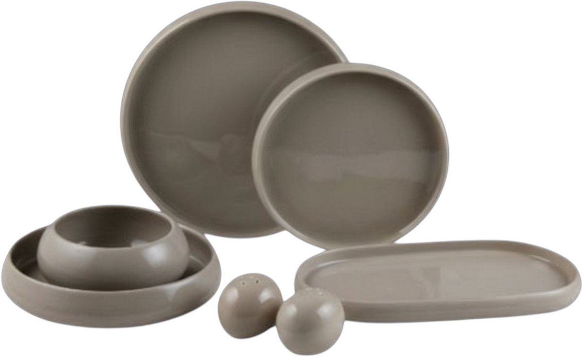 Mulex - serviesset - Moon 27-delig - fine porcelain - grijs - compleet voor 6 personen