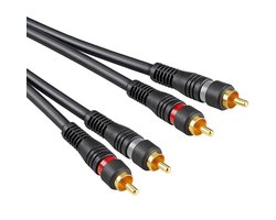 Tulp kabel - Dubbel afgeschermd - Verguld - 3 meter - Zwart - Allteq