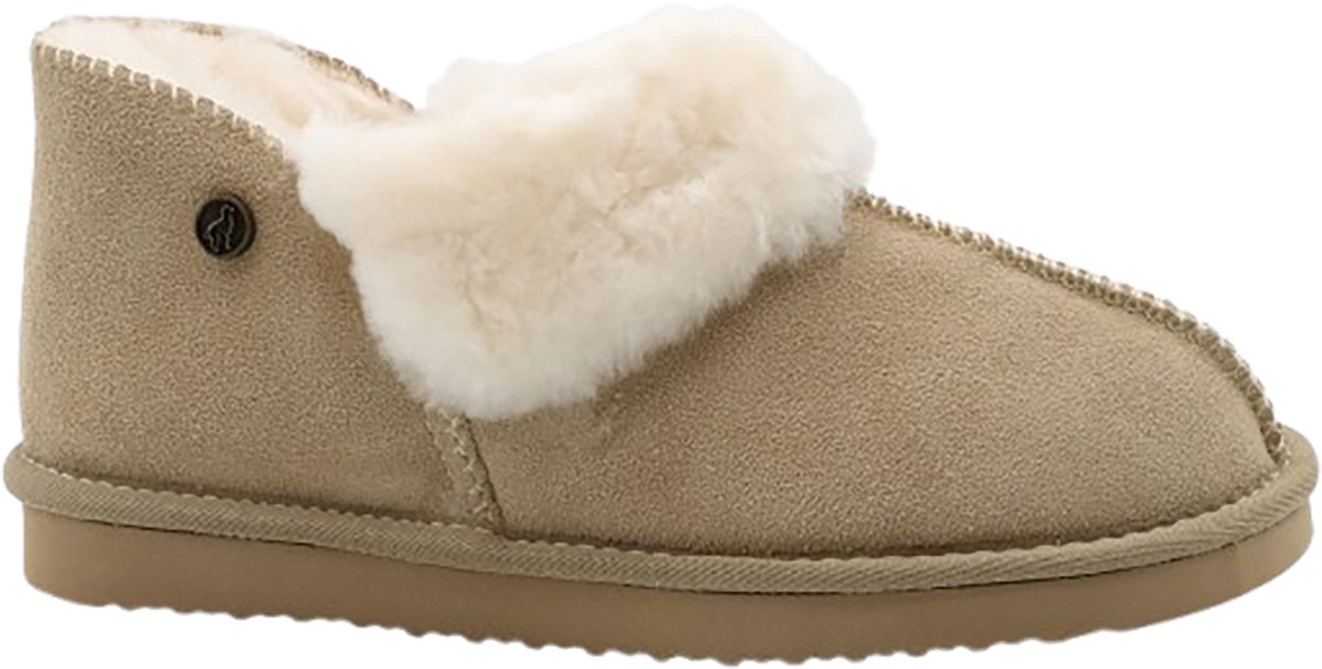 Alpacas Footwear - Dames - Echt suéde gesloten pantoffel - Gevoerd met 100% zachte lamswol - Taupe - 40