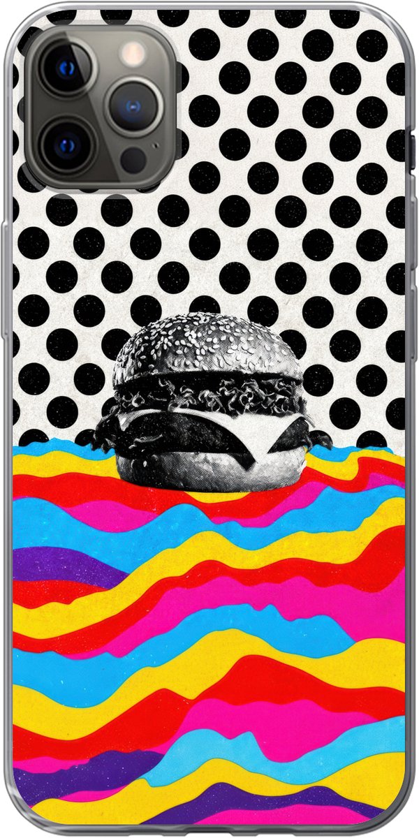 Telefoonhoesje Geschikt voor iPhone 13 Pro Max hoesje - Hamburger - Stippen - Golven - Kleuren - Siliconen Telefoonhoesje Telefoonhoesje