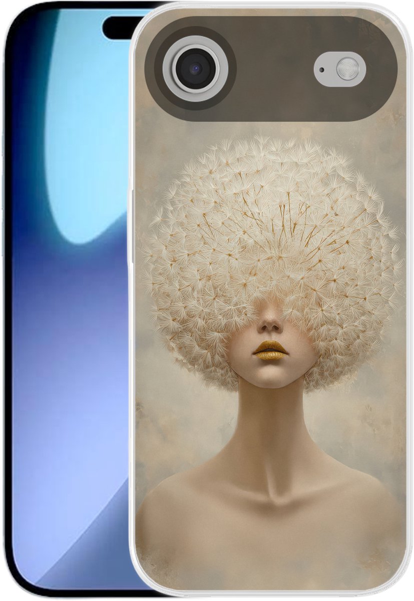 Telefoonhoesje Geschikt voor iPhone Air hoesje - Dromerig - Beige - Paardenbloemzaadjes - Siliconen Telefoonhoesje Telefoonhoesje