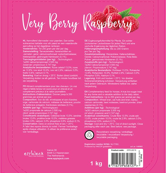 Epplejeck Paardensnoepjes Epplejeck Ejvery Berry Raspberry Epplejeck Paardensnoepjes Epplejeck Ejvery Berry Raspberry