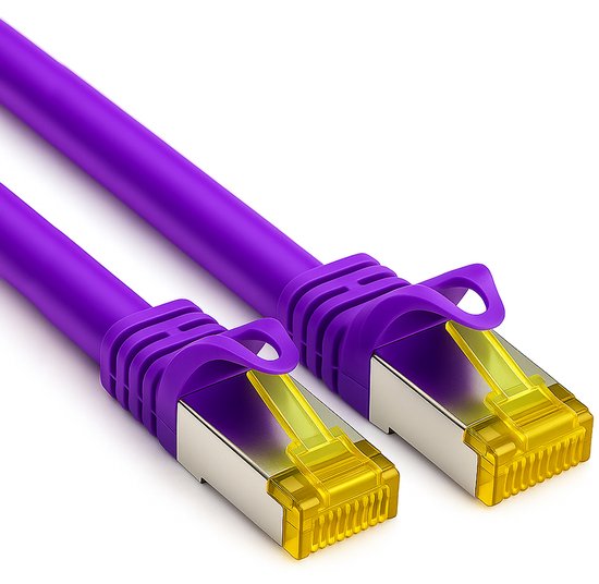 Cat 7 | S/ FTP | Câble réseau | Cordon de brassage | Câble Internet | Blindé | 10 Gbit / s | 50 mètres | Violet | Allteq