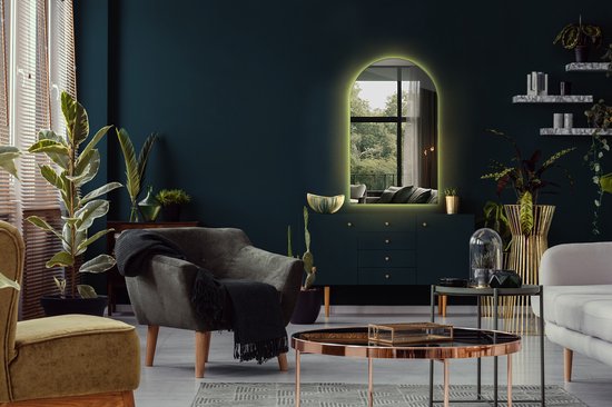 Miroir ovale LED Coloray - Miroir ovale Siècle des Lumières - 40 x 70 cm - Miroir de salle de bain ovale avec Siècle des Lumières - Miroir en forme d'arche avec éclairage LED- Lumière chaude - Miroir ovale taillé - Miroir scandinave