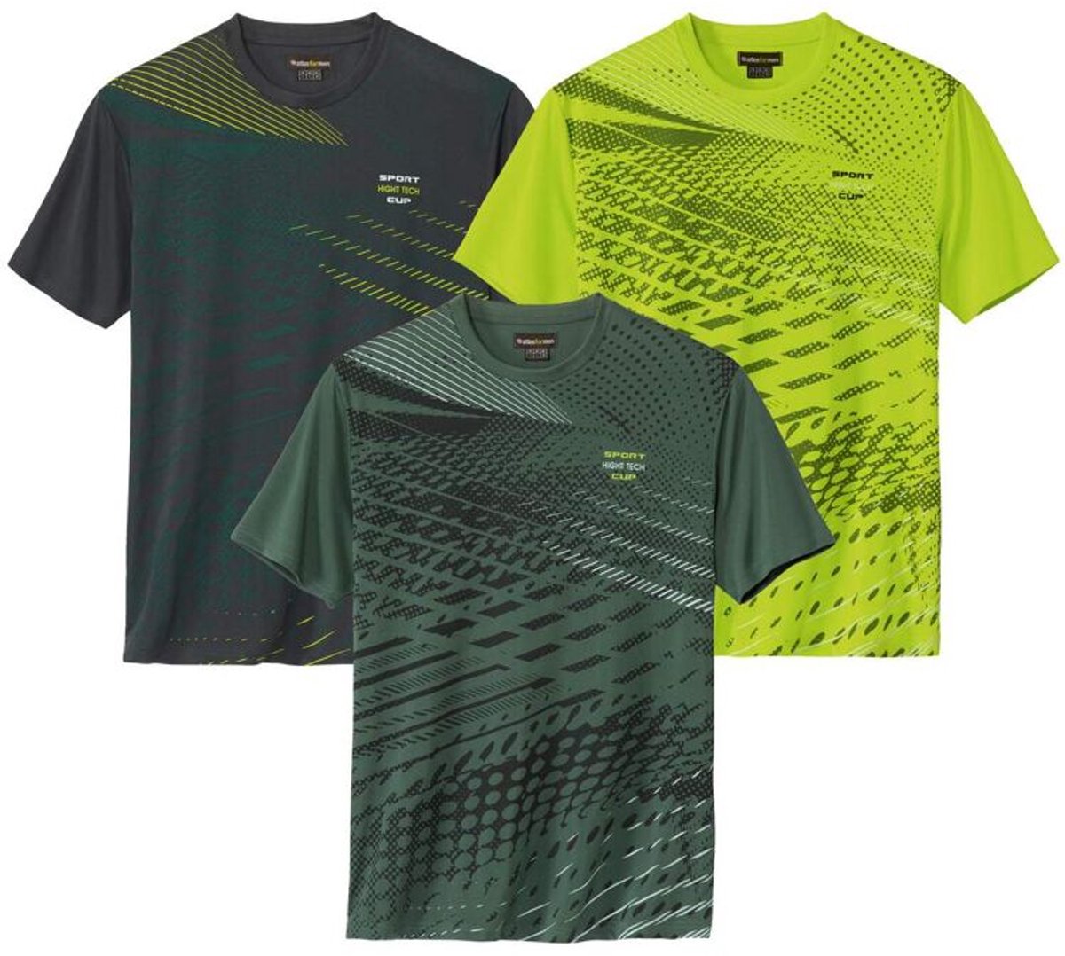 ATLAS FOR MEN - Set van 3 sportieve T-shirts - Heren - Verkrijgbaar in grote maten - M