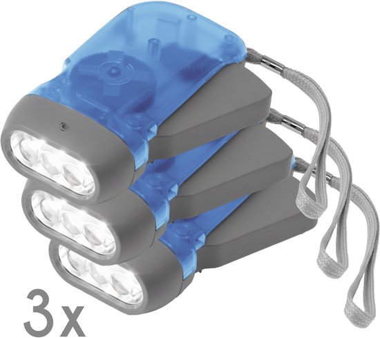 Knijpkat 25 lumen 3 stuks - 3 LED's - Hand aangedreven - Dynamo Zaklamp - Noodpakket - zonder elektriciteit - Rood