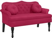 vidaXL - Bankje - met - kussens - 120,5x65x75 - cm - fluweel - wijnrood