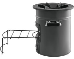 Draagbare kampeerraketkachel, houtgestookte kachel met draagtas voor outdooravonturen, duurzaam staal, ontwerp met dubbele deur, verbrandt takjes, stokjes of houtskool om te koken op campings of in achtertuinen