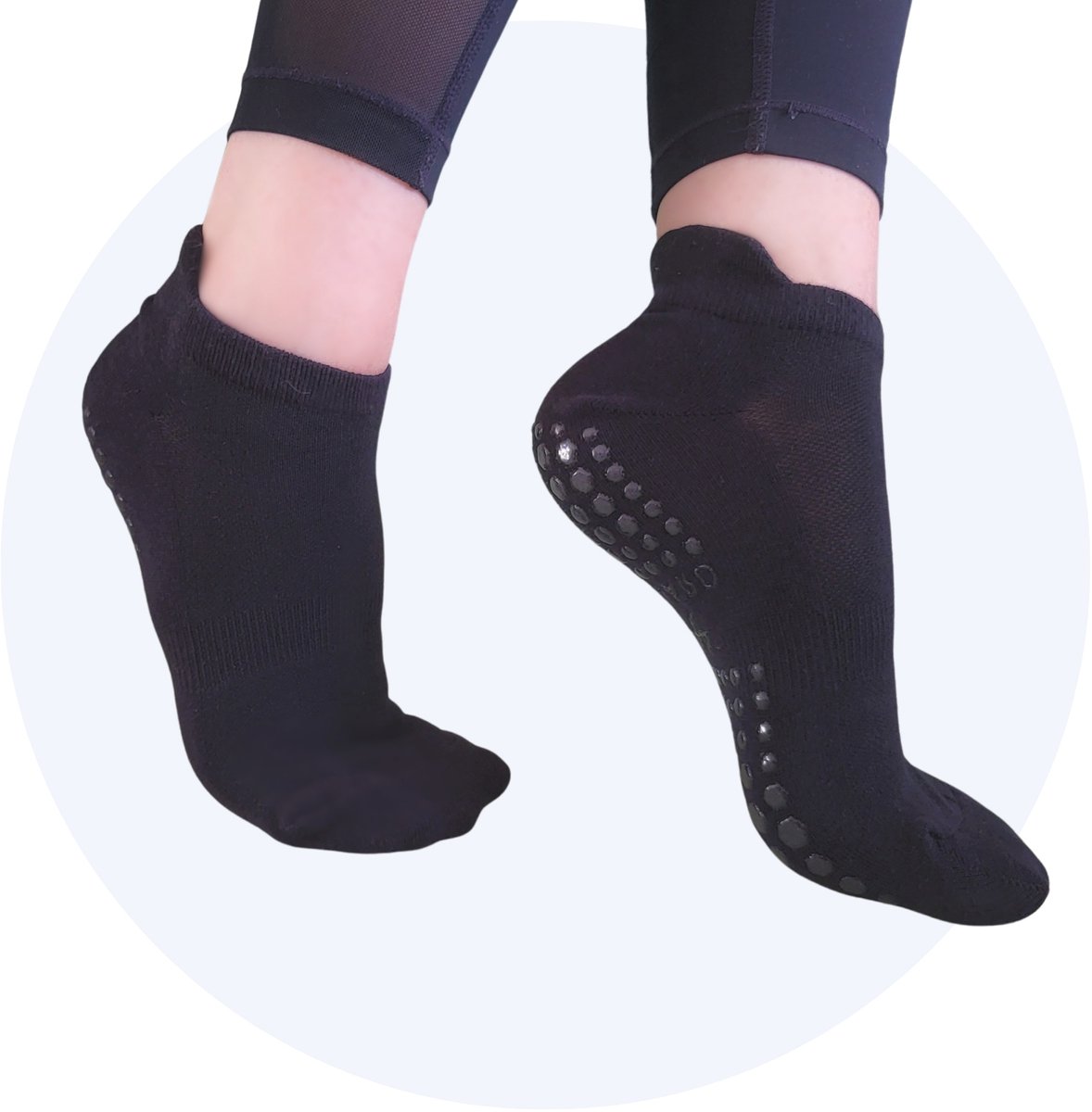 Hilvard Yoga sokken - Pilates sokken - Enkelsokken - 3 Paar - Zwart - Antislip sokken - One size fits all