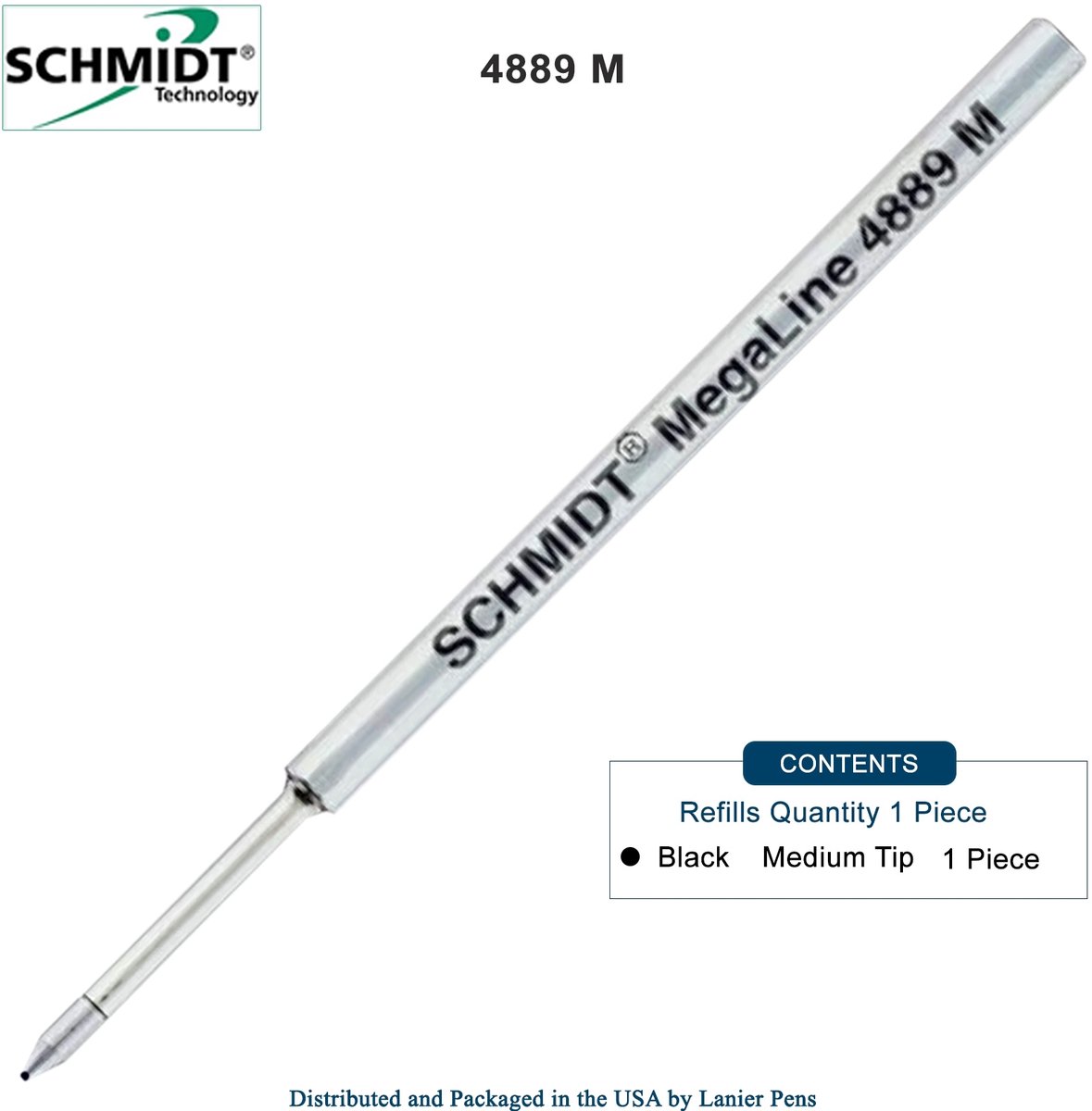 Schmidt Space Pen - Penvulling - Pen - Vulling - Refill - Medium - Zwart - Black - Drukvulling - Los Verpakt - Geschikt voor Fisher Space Pen - 1 Stuks - Los Verpakt