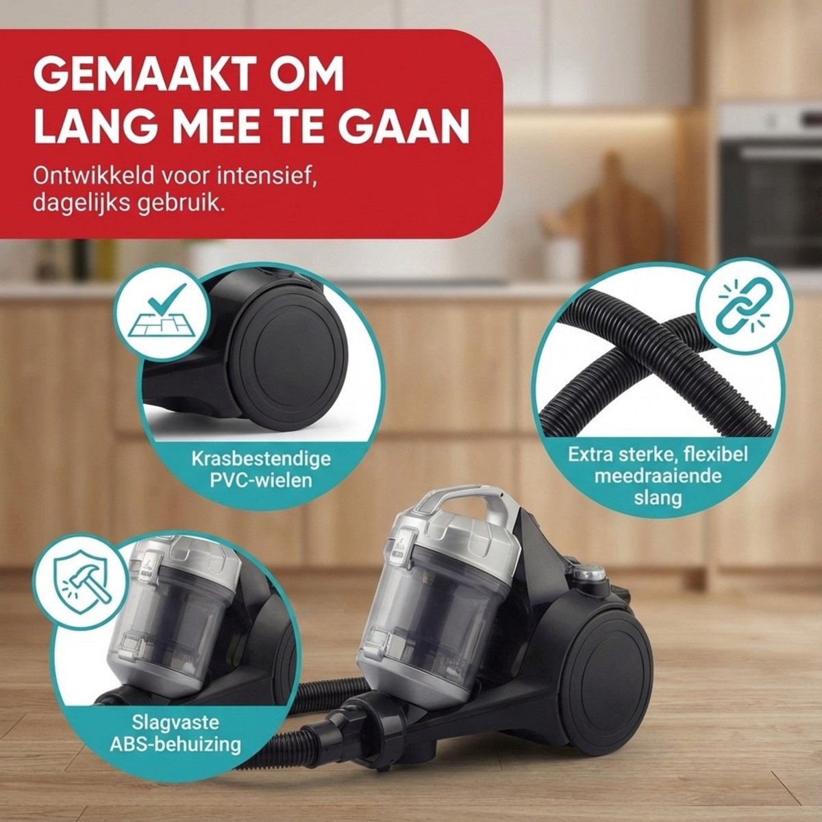 Tomado TVC2001B - Stofzuiger zonder stofzak - 2 liter - Zakloos - HEPA 12 filter - Lichtgewicht - Zwart — afbeelding 3