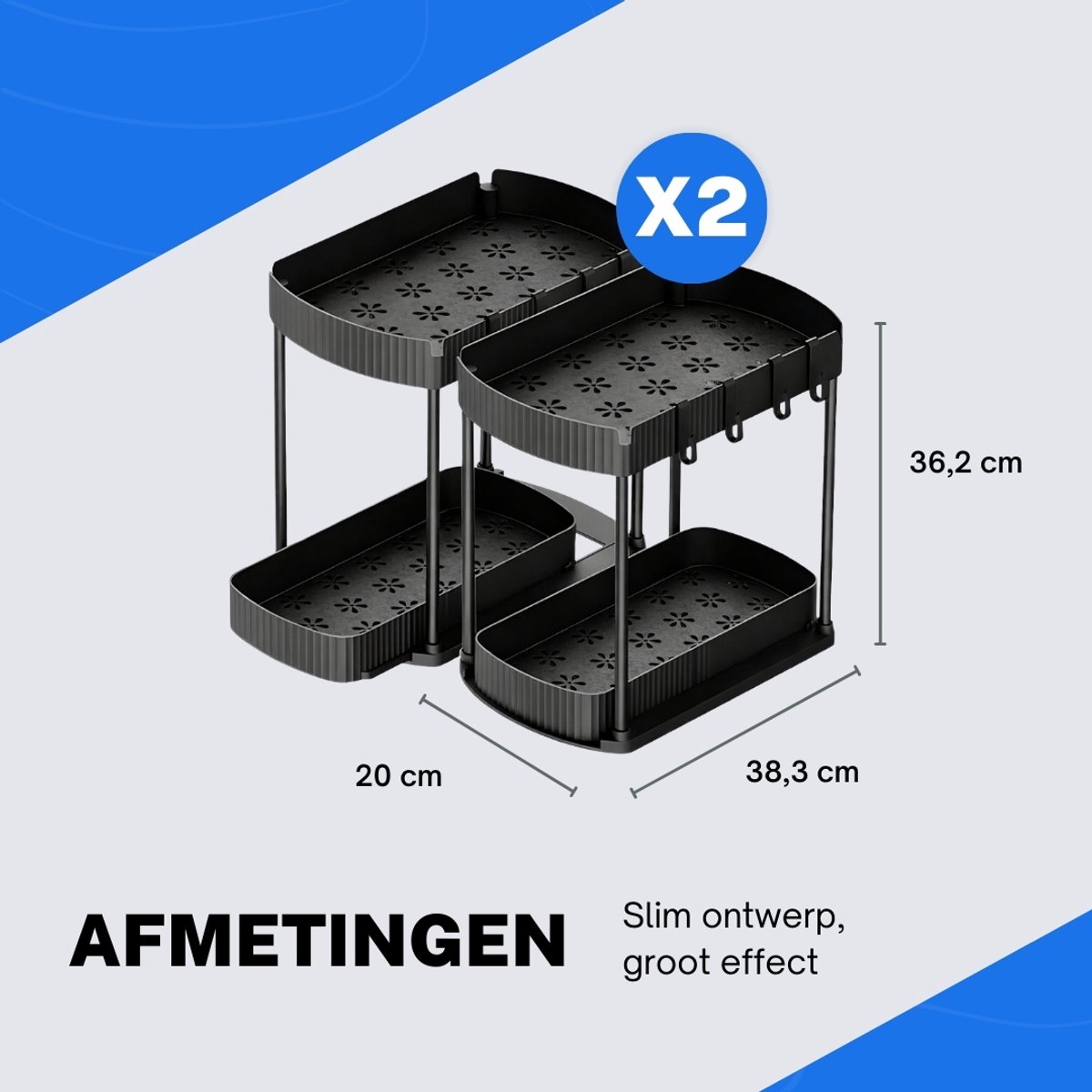 Gootsteenkast Organizer - Aanrecht - Kast - Keuken - Rek - Kruiden - Set van 2 — cadeau in Cadeau-ideeën - foto 4