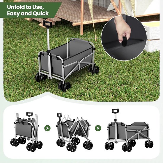 Jessi Store - Bolderkar - Opvouwbaar - Handkar - Outdoor - Transportkar - Met remmen - Dubbele wielen - 80 kg - 86 x 54 x 93 cm van Merkloos — afbeelding 2