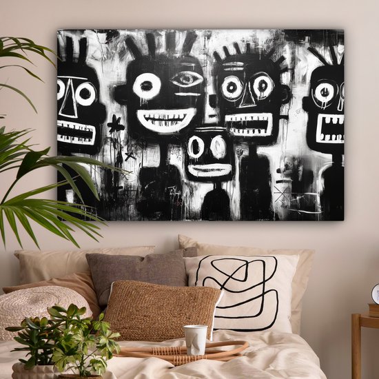 Tableau sur toile 120x80 cm - Décoration murale exclusive Tableau - Figures - Zwart - Abstrait - Décoration murale salon - Décoration chambre à coucher - Accessoires de chambre - Tableaux sur toile