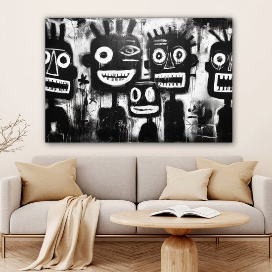 Tableau sur toile 120x80 cm - Décoration murale exclusive Tableau - Figures - Zwart - Abstrait - Décoration murale salon - Décoration chambre à coucher - Accessoires de chambre - Tableaux sur toile