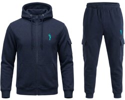 Hitman - Trainingspak Heren - Joggingpak Heren - Sportkleding Heren - Cadeau voor Man - Cargo Stijl - 7 Zakken - Katoen - Donker Blauw - Maat M