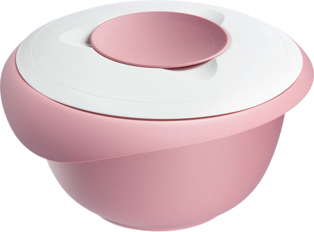 Westmark Mengkom met tweedelige deksel, 2,5 l, met schenktuit, kunststof, wit/roze, 3153227P