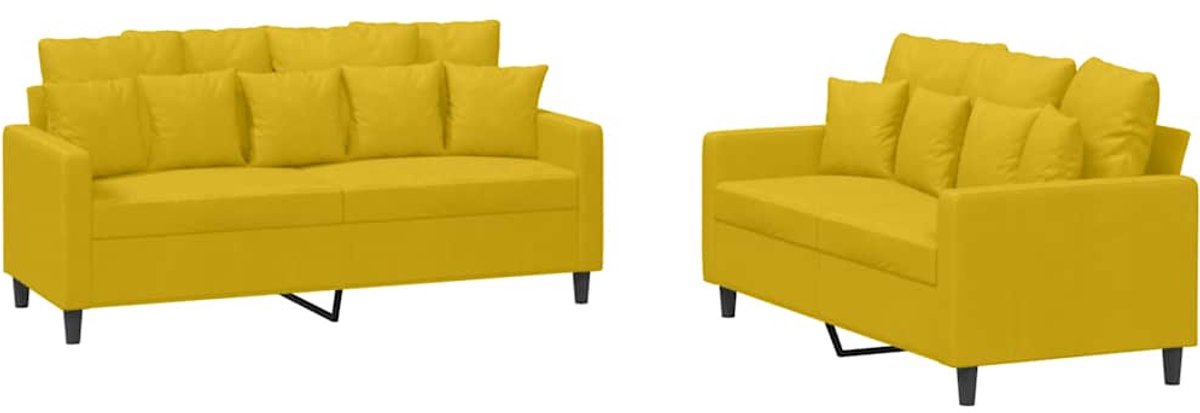 vidaXL - 2-delige - Loungeset - met - kussens - fluweel - geel
