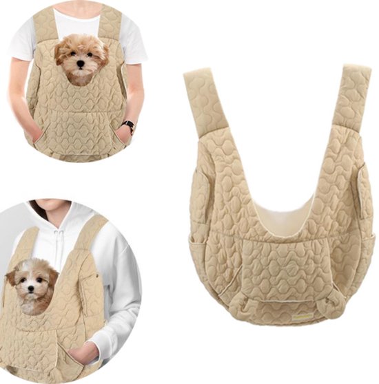 Hondentas - Buikdrager Hond - Draagdoek hond - Met Ventilatie - Draagzak Hond - Verstelbare Draagtas -Voor Kleine Hond en Kat - Buik- en Rugdragers Optie - Lichtgewicht en Comfortabel - Khaki