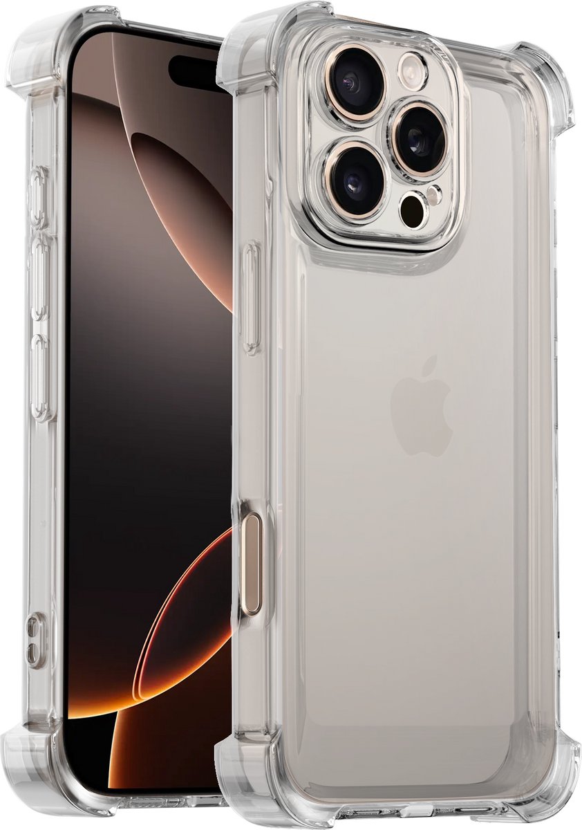 Ceezs TPU Shock case met camerabescherming geschikt voor Iphone 16 Pro Max (Transparant) - Telefoon hoesje - Mobiel hoesje