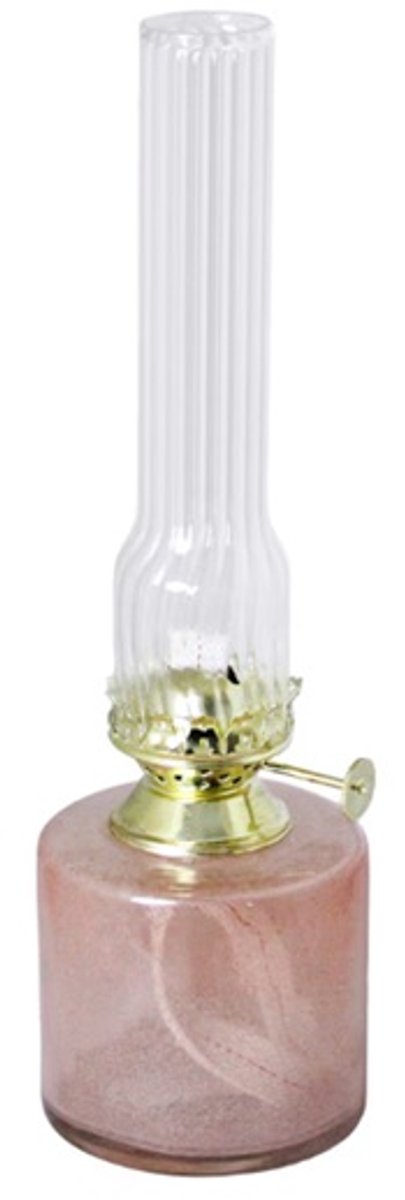 Strömshaga glazen olielamp Elvira ash pink roze met gouden brander 25cm x Ø8cm