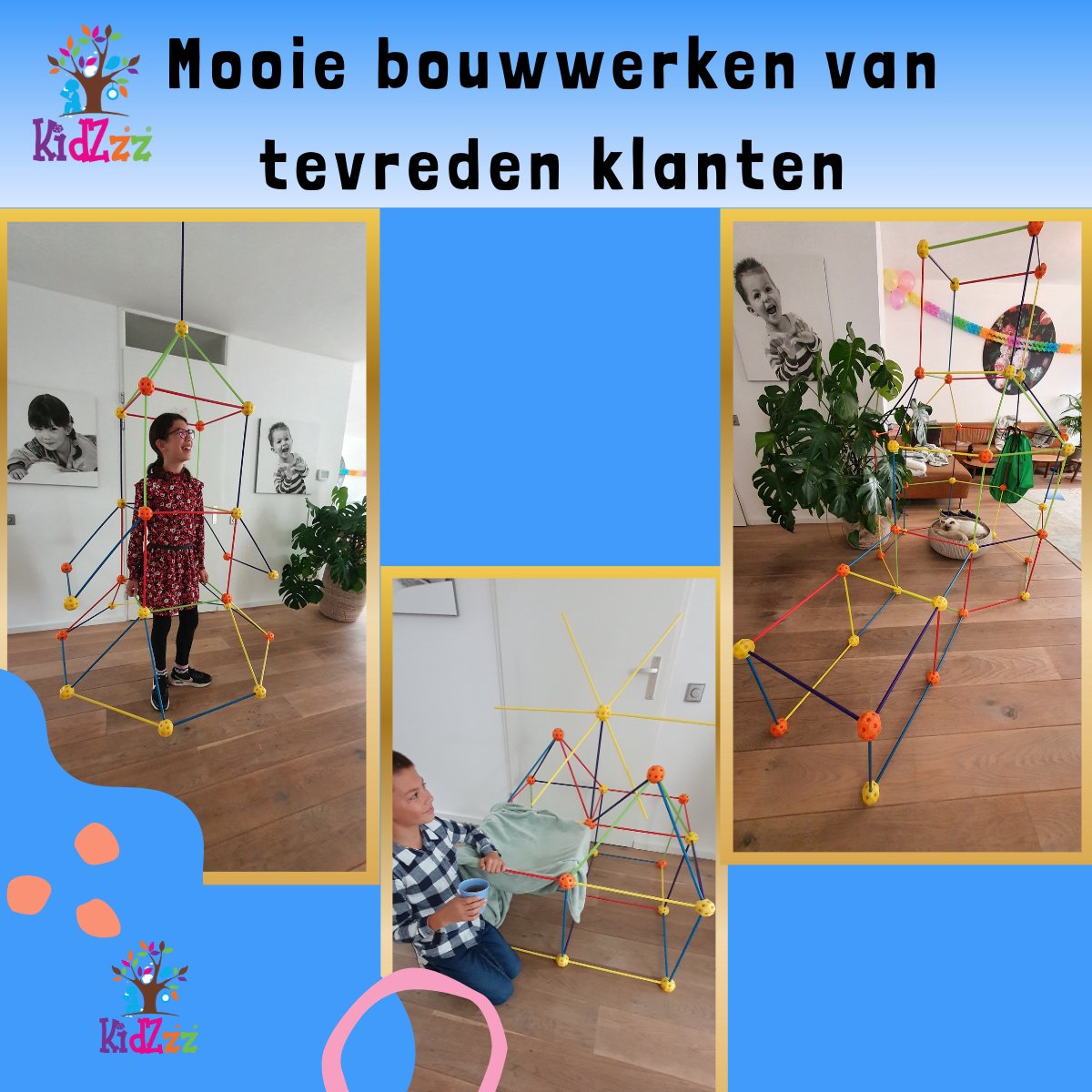 KidZzz® Gigafort XXL Uitbreidingsset - Bouw nóg grotere forten- Uitbreiding - Upgrade - Set met Extra lange Stokken - Extra grote Draagtas - Bouwspeelgoed - Hut bouwen - Speeltent - STEM speelgoed - Constructiespeelgoed - Bouwset - 45 onderdelen — afbeelding 19