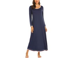 Ekouaer Women's Nightdress, Sleepshirt, Long Sleeve Nightgown, Loose Dressing, Contrasting Color Dresswear, Size S-XXL