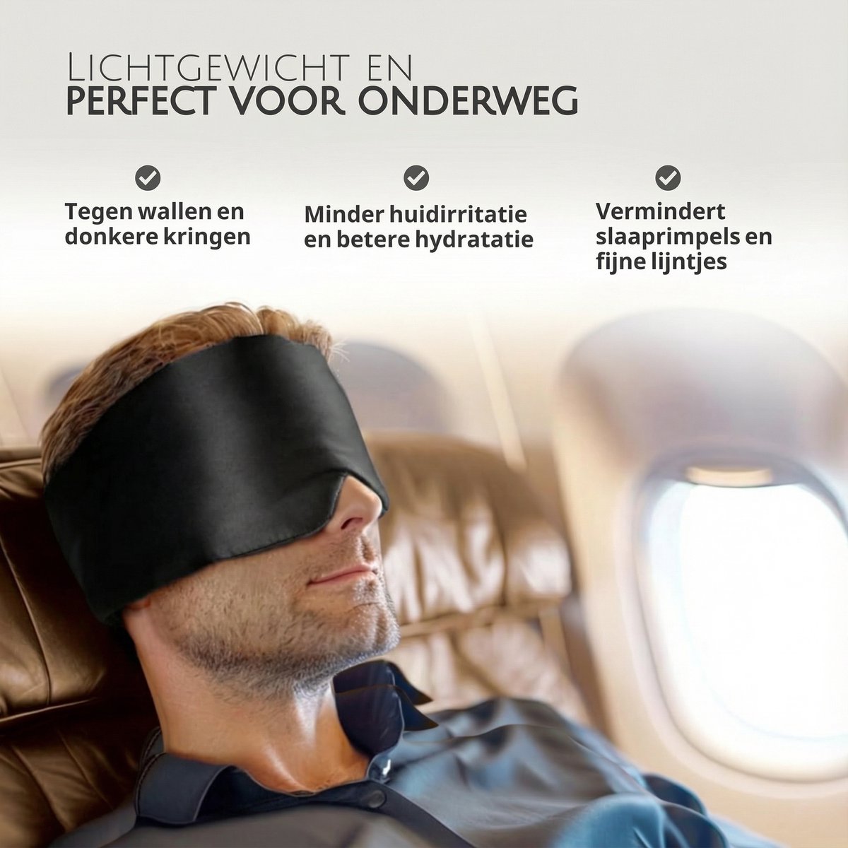 SIMIA™ Premium XL Mulberry Zijden Slaapmasker + Opbergzakje - 100% Verduisterend Oogmasker - Verstelbaar - Blinddoek - Anti-Rimpel - Cadeau Tip - Zwart — afbeelding 4