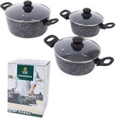 Pan 20 cm grote kookpan met glazen deksel, 3 liter, inductie, braadpan